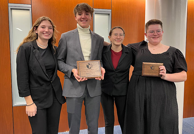 4 students attended the IHSSA State Debate Tournament in student congress debate